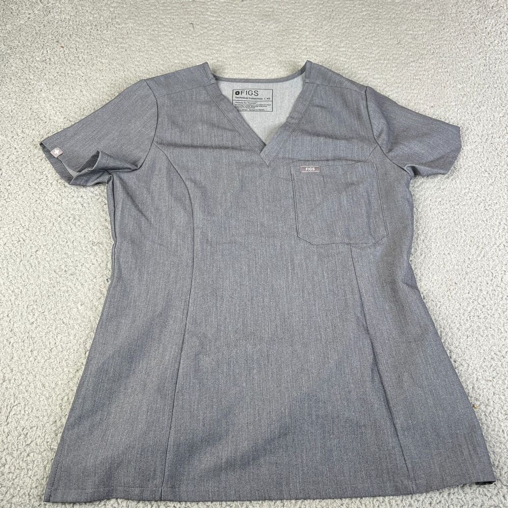 FIGS Technical Catarina Scrub Top Womens Small Gray W22SW1014 Nurse Hospital Vet